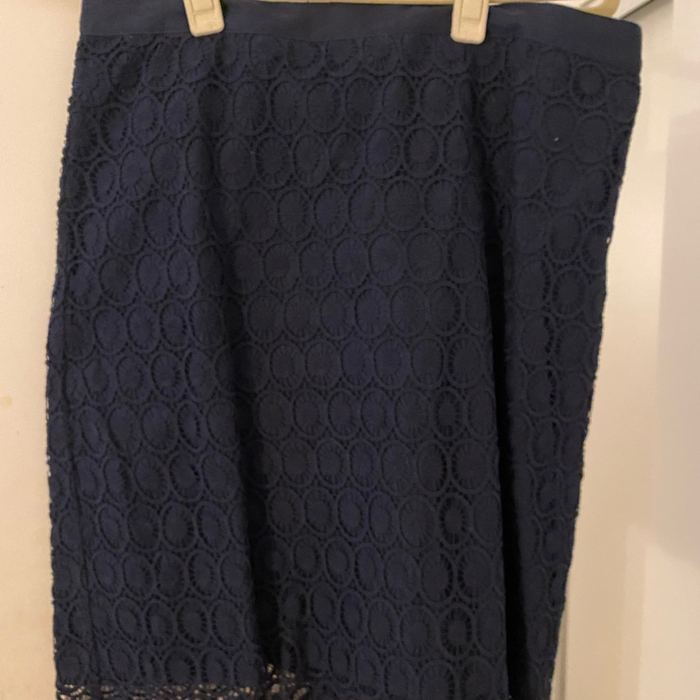 Loft lace navy blue knee length skirt